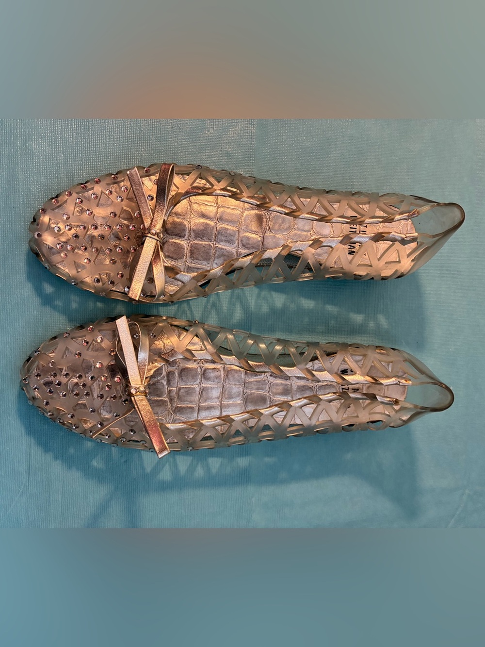 STUART WEITZMAN CLEAR RHINESTONE JELLYSTONE BALLET FLATS JELLIES Size 7